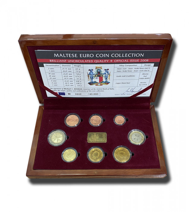 Malta 2008 - set complet de la 1 cent la 2 euro + medalie comemorativa BU