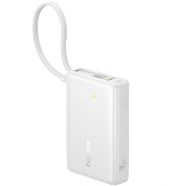 Baterie Externa Baseus PicoGo, 10000mAh, 45W, QC + PD, 1 x USB-A - 2 x USB-C, Alba P10076803213-00