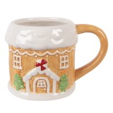 Cumpara ieftin Cana Craciun Casuta Turta Dulce ceramica multicolora 13x9x9 cm / 300 ml