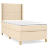Cumpara ieftin Pat box spring cu saltea, crem, 100x200 cm, textil