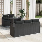 Set Canapea Grădină vidaXL 6 Piese cu Perne Negru Ratan Poliester