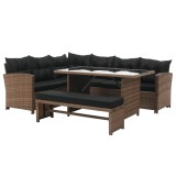 Cumpara ieftin Set mobilier gradina ratan sintetic maro negru Madul 229x174/65x85 cm