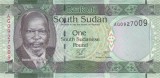 SUDAN DE SUD █ bancnota █ 1 Pound █ 2011 █ P-5 █ UNC █ necirculata