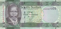 SUDAN DE SUD █ bancnota █ 1 Pound █ 2011 █ P-5 █ UNC █ necirculata