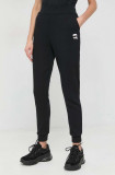 Karl Lagerfeld pantaloni de trening femei, culoarea negru, cu imprimeu