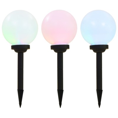 Lămpi solare de exterior cu LED, 3 buc, 20 cm, RGB, sferic foto