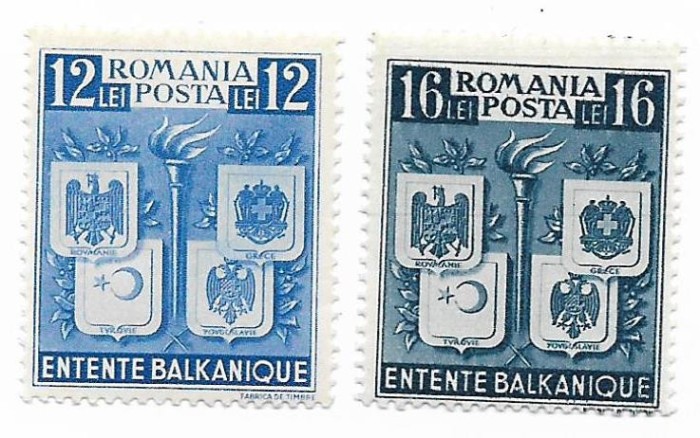 Romania (251b) - Intelegerea Balcanica, dantelata, 1940 - serie neobliterata