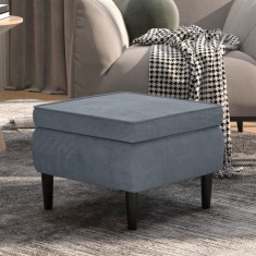 vidaXL Scaun cu picioare din lemn, gri &icirc;nchis, catifea 329437