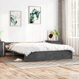 VidaXL Cadru de pat, gri, 160x200 cm, lemn masiv