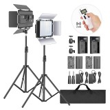 Panou 2x P600 2.4G Kit de iluminare video LED cu două culori + accesorii Neewer