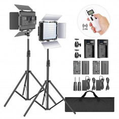 Panou 2x P600 2.4G Kit de iluminare video LED cu doua culori + accesorii Neewer foto