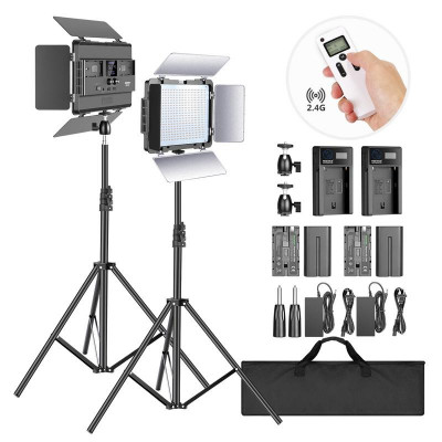 Panou 2x P600 2.4G Kit de iluminare video LED cu două culori + accesorii Neewer foto