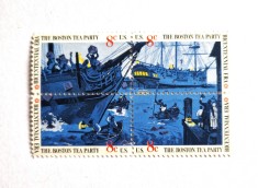 SUA Statele Unite ale bloc de 4 val. MNH 1973 timbre istorie Boston Tea Party