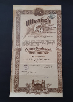 Actiune 1924 Olteanca Slatina / titlu / actiuni foto