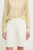 Answear Lab pantaloni scurti jeans femei, culoarea bej, neted, high waist