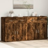 Gossi dulapuri, 2 buc., stejar fumuriu, 79x38x80 cm, lemn prelucrat
