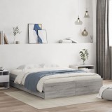 VidaXL Cadru de pat cu sertare gri sonoma 140x190 cm lemn prelucrat