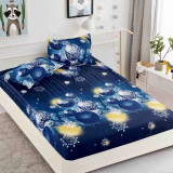 Cumpara ieftin Husa de pat cu elastic de Craciun,bleumarin cu globuri 180x200cm D057, Jojo Home