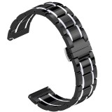 Curea ceramica, compatibila Garmin Vivoactive 4, telescoape Quick Release, 22mm, Negru/Argintiu, Very Dream