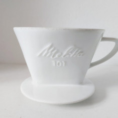 Melitta 101 filtru cafea, de portelan, vintage, cu trei gauri de scurgere