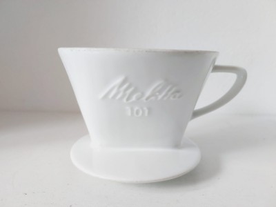 Melitta 101 filtru cafea, de portelan, vintage, cu trei gauri de scurgere foto