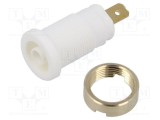 Conector banană 4mm soclu 25A 1kVDC albă aurit HIRSCHMANN T&amp;M