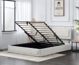 Cumpara ieftin Pat Daily 160x200 cm Lada Depozitare Tapitat Catifea Nuanta Crem Somiera Inclusa