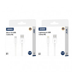 Cablu de Incarcare / Date JELLICO B1, Micro USB, 1m 3.1A, Alb Blister