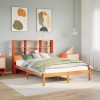 VidaXL Pat cu bibliotecă fără saltea maro 135x190 cm lemn masiv de pin 3321600