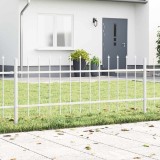 Gard de grădină cu v&acirc;rf tip suliță, alb, 5,1x0,6 m, oțel