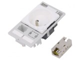 Soclu E 250VAC 16A IP20 pe Panou cu RJ45 și Furcă 4mm
