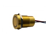 Buton tactil piezoelectric SPST 16mm, metalic auriu, LED rosu verde, NO, 12-24V DC, 0.2A, IP67, cu retinere
