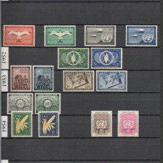 O.N.U. New York 1951/1999 .Colectie cronologica timbre nestampilate 2 clasoare
