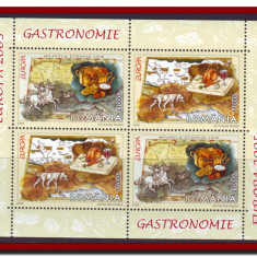 Romania - Europa 2005 - Gastronomie, bloc de 4 timbre LP 1683 a, MNH