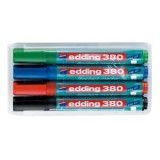 Cumpara ieftin Marker Edding 380 pentru flipchart, varf rotund, 1.5-3 mm, 4 culori/set (negru, albastru, rosu, verde)