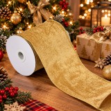 Panglica decorativa din catifea pentru bradul de Craciun,rola de 5 m lungime si 12 cm latime,material moale cu textura catifelata,ideala pentru rea