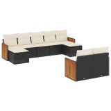 Cumpara ieftin Set mobilier de gradina cu perne, 9 piese, negru, poliratan