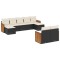 Set mobilier de gradina cu perne, 9 piese, negru, poliratan