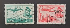 Iran (Persia) &ndash; Lot 2 timbre poștă aeriană cu Reza Shah Pahlavi și avioane, anii 1930