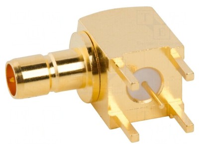 Conector Mini SMB Soclu Tată 90&amp;deg; 75&amp;Omega; THT pentru PCB foto