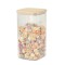 Cutie de Depozitare Alimente, Cyrax, Cutie de tip Container, Cutie pentru Cereale, din Plastic, Capac din Bambuc, 10 x 10 x 19 cm, Volum 1.2l, Transpa