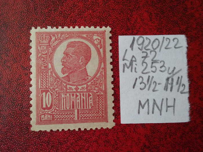 1920 Romania- Ferd. b. mare Lp72 Mi253y-Bl.4-MNH