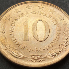 Moneda 10 DINARI / DINARA - RSF YUGOSLAVIA, anul 1980 *cod 1542 B = A.UNC