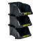 Set Tavi organizare obiecte mici, 3 bucati, sistem stivuire si interblocare, Plastic, Negru, 12x23x15 cm