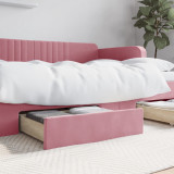 VidaXL Sertare de pat 2 buc, roz, lemn prelucrat și catifea