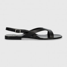 Weekend Max Mara sandale de piele Monviso femei, culoarea negru, 2415521115600