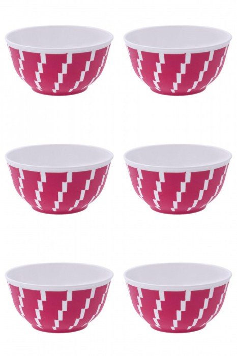Set boluri, 6 piese, 350 ml, Plastic, Fucsia