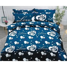 Lenjerie de pat pentru o persoana cu husa de perna dreptunghiulara, Bunsen, bumbac mercerizat, multicolor