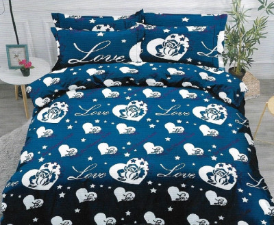 Lenjerie de pat pentru o persoana cu husa elastic pat si 2 fete perna dreptunghiulara, Bunsen, bumbac mercerizat, multicolor foto
