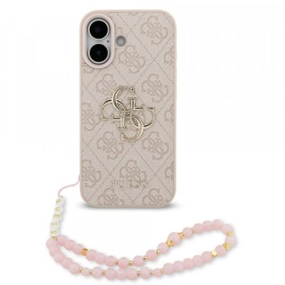 Husa pentru Apple iPhone 17, Guess, 4G Classic Logo with Strap, Roz foto